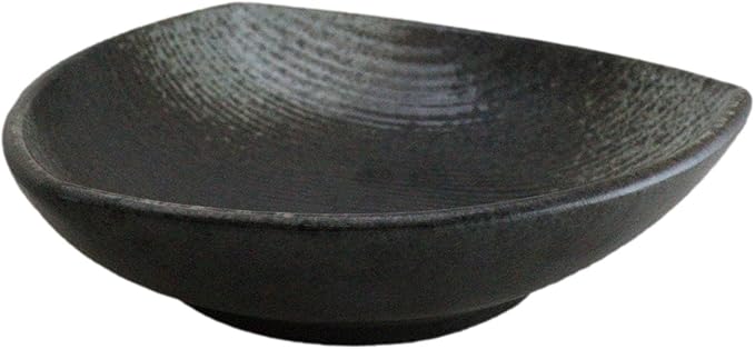 Ebros Gift Artistic Charcoal Grey Tone Hakumu Porcelain Collection Dinnerware Serveware Kitchenware Set Asian Japanese Restaurant Supply (Pack of 5 Appetizer Salad Triangular Deep Serving Plates)