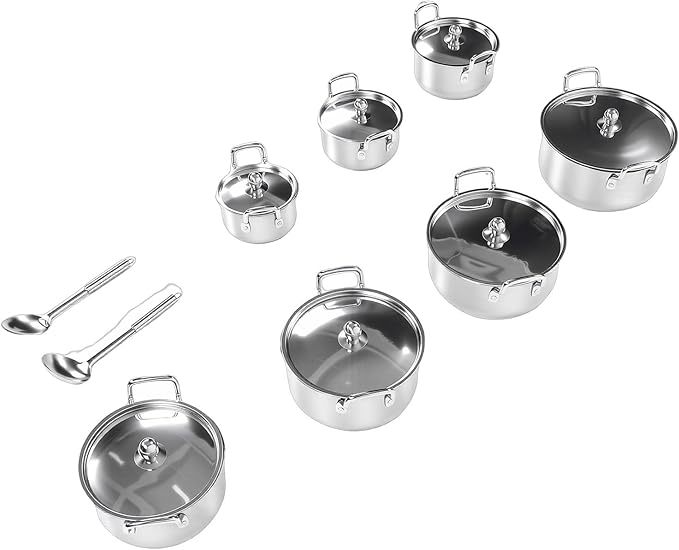 TOPINCN Stainless Steel Cookware Set 6 Piece Pot and Pan Set with Multilayer Base for All Stovetops Dishwasher Safe Ergonomic Handles Even Heat Distribution