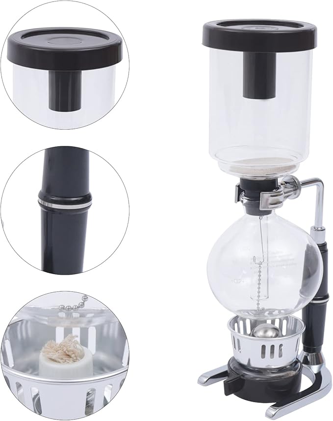 Siphon Coffee Maker Syphon Coffee Brewer Coffee Siphon Brewer Tabletop Glass Siphon Pot Glass Drip Coffee Maker Set Hot Tea Maker for Home Household and Office (500ml)