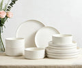 Ceramic Dinnerware Sets for 4-12 Piese Plates and Bowls Set Microwave and Dishwasher Safe Stoneware Ribbed Dishes and 22oz bowls Speckled White