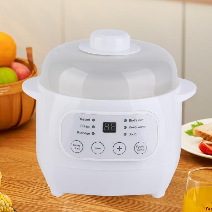 1L 200W Electric Stew Pot Ceramic Liner Versatile Cooker for Porridge Rice Soup