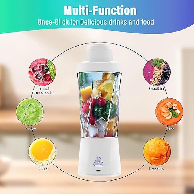 Portable juicer large capacity charging juicer cup wireless juice mixer household small ice blender portable cup multifunctional food processor (White)
