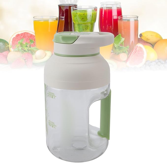 Portable Blender Portable Juicer Blender Mini Blender with Ergonomic Handle Design 1.5L Cordless Large Capacity for Outdoor Picnic (Green)