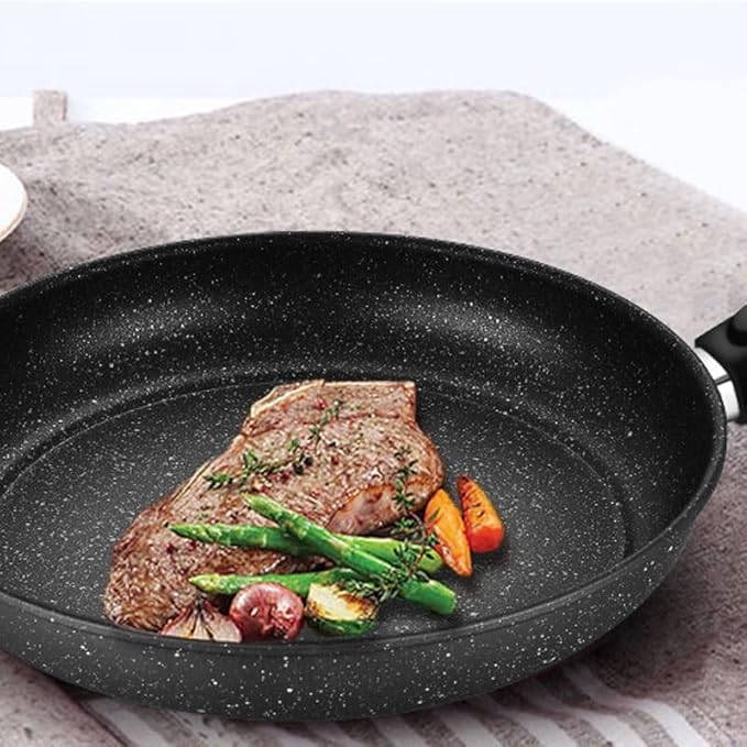 Easy to clean Medical Stone Cookware Set Thick Bottom Induction Cooktop Compatible Non Stick Kitchen