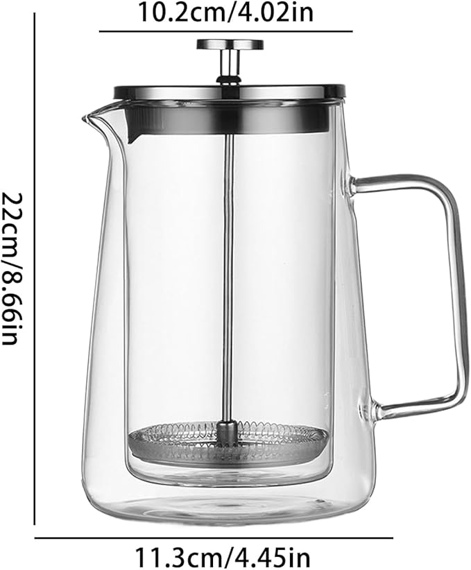 Glass French Presses Coffee Maker Heat Resistant Borosilicate Glass Caffettiera with Stainless Steel Filter Cold Brew Cafeteras Teapot for Home Office