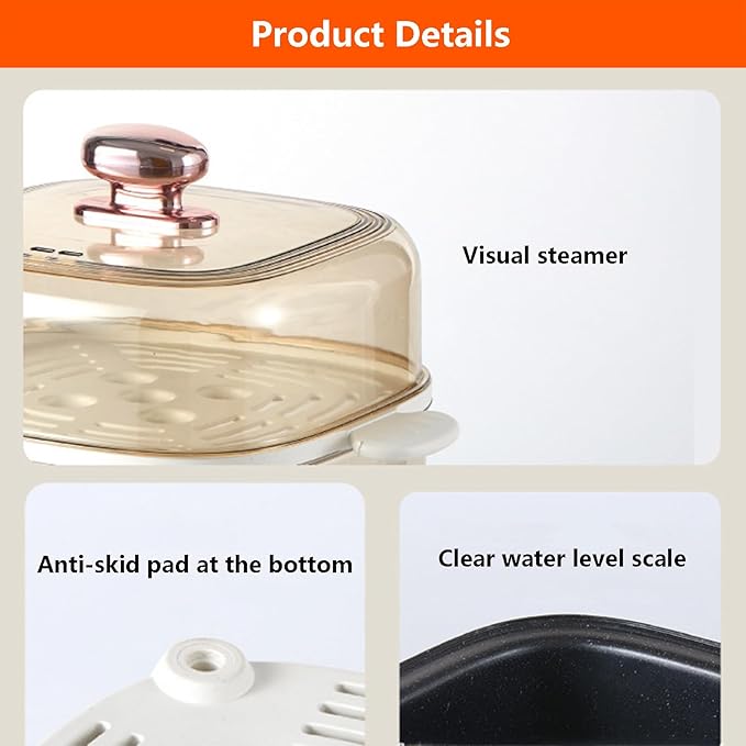 2-in-1 Electric Rice Cookers + Hotpot (With 3 Spice Plates) Double Layer Hot Food Warming Plate with Rotary Switch - One-Key Steaming 2.5l Bottom Pot + 4L Steam Tray
