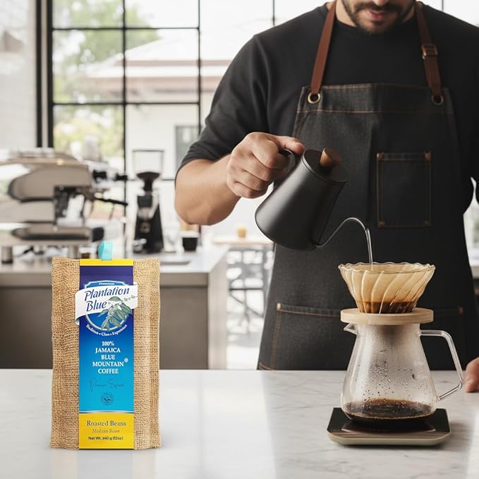 Plantation Blue 100% Blue Mountain Coffee from Jamaica Medium Roasted Whole Beans (12oz)