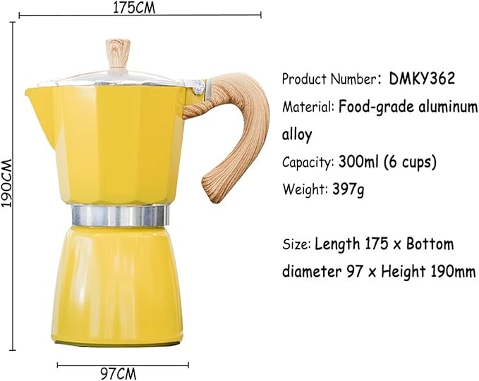 Moka Coffee Maker - Home Espresso Tool Heat Resistant Stainless Steel For Gas Stove(DMKY362)