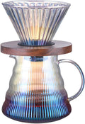 Pour Over Coffee Maker Set with Dripper500ml Glass Coffee Server SetV60 Glass Coffee Dripper with Wood Base for Home Office Gift