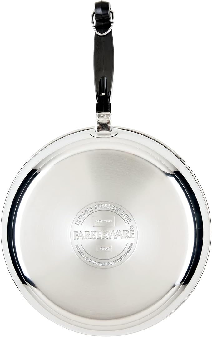 Farberware Classic Series Stainless Steel Pots and Pans with Baking Sheet Pan Cooking Tools and Lids Induction Ready Dishwasher Safe 10 Piece Cookware Set Metal Utensil Safe - Stainless Steel