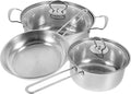 VICASKY Stainless Steel Cookware Set Small Soup Pot Milk Pot Frying Pan with Comfortable Grip Handles Thick Bottom for Efficient Cooking and Easy Cleaning