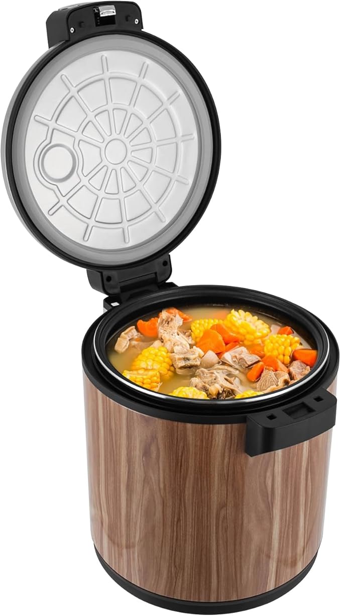 6 Gal Heavy Duty Rice Warmer 110V Electric Rice Warmer (Not Rice Cooker) with Rice Spoon Stainless Steel Food Warmer for Restaurant Party Family (Wood Type A)