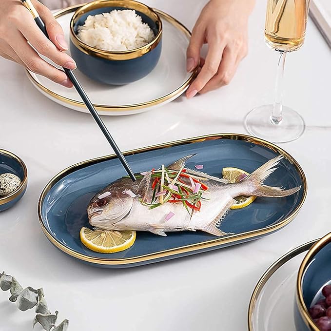 50-Piece High-end Porcelain Dinnerware Set for 10Ceramics Plate and Bowl SetsPhnom Penh Light Luxury Dinner Setfor Wedding Housewarming Gift