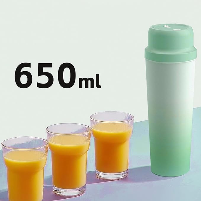 Portable Blender 650ML USB Rechargeable Travel Blender with 21000 RPM Motor Stainless Steel Inner Keep Cold or Hot Cordless Juicer Cup for Shakes Smoothies Gym Office Home