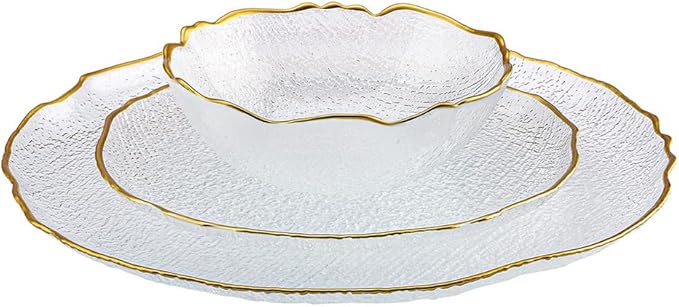 Karaca Milanda Gold Glass Dinnerware Set for 4 People 12 Pieces Transparent Gold