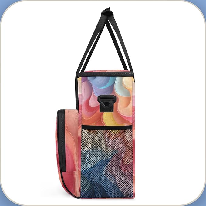 Tie Dyeing Coffee Maker Carrying Bag Rainbow Portable Travel Storage Tote Bag Compatible with K-Mini or K-Mini Plus Single Serve Coffee Brewer Carrying Case with Multiple Pockets &amp Shoulder Stra