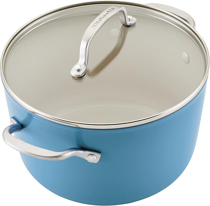 KitchenAid Hard Anodized Ceramic Nonstick Cookware Pots and Pans Set 9 Piece - Blue Velvet