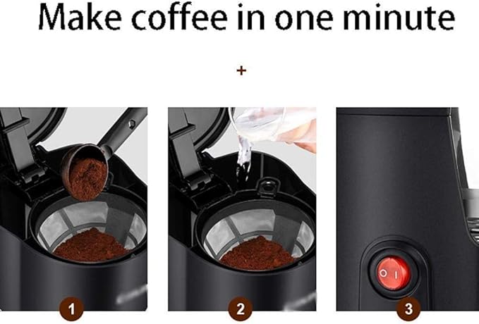 Coffee Machine Coffee Machine with Filter Coffee Machine600W Instant CoffeeEspressoMacchiato CoffeeEtc.|Anti-drip FunctionHigh Temperature Resistant Glass Jug(Black)Compatib