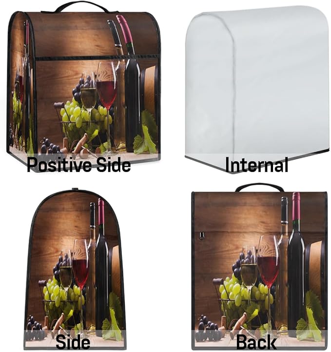 cfpolar Kitchen Aid Mixer Cover Compatible with 6-8 Quarts Grapes Wine Green Leaves Stand Mixer Cover Kitchen Aid Mixers Accessories Appliance Organizer Bag Dust Covers with Zipper Pocket