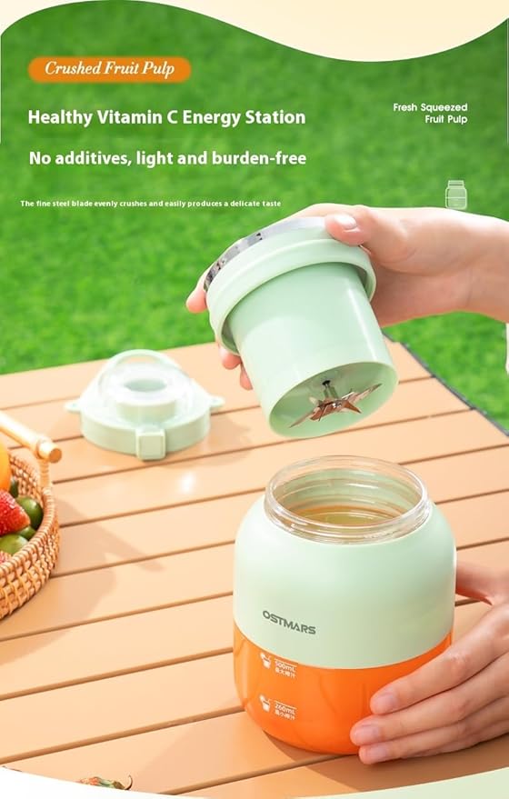 OSTMARS Portable Juicer Blender Small Fruit Juice Cup Household Automatic Juicer with Measurement Markings