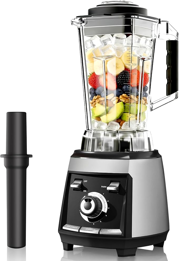 Blenders for kitchen 1800W Smoothie Blender Professional High Speed Countertop Blender with Stainless Steel Blades 68-oz. Pitcher Ice Crushing &amp Frozen Fruit BPA Free Silver