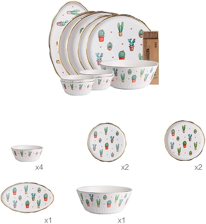 Ceramics Dinner Set Kitchen and Dining Service Creativity Kitchen Dinnerware Set BPA-Free Dishwasher Safe Best for Indoor and Outdoor Party Creativity Villa Table Decor