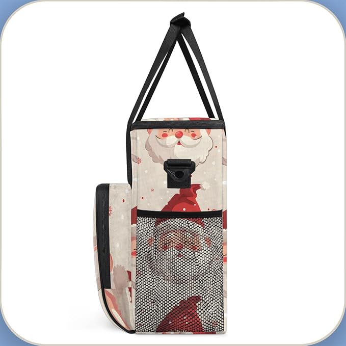 Abstract Santa Claus Coffee Maker Carrying Bag Cartoon Santa Claus Travel Storage Bag Compatible with K-Mini or K-Mini Plus Single Serve Coffee Brewer Carrying Case with Pockets &amp Shoulder Strap