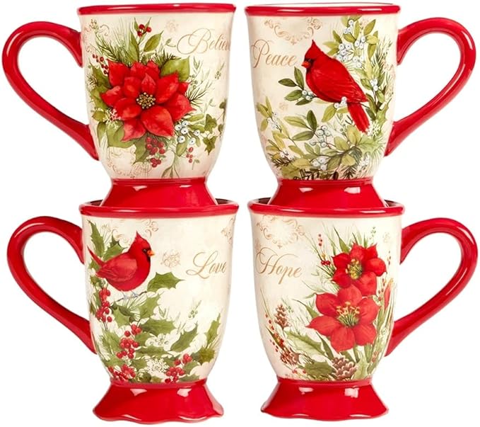 16 Pc Dinnerware Set Service for 4 Green Multi Color Red Floral Casual Modern Contemporary Round Piece Dishwasher Safe Microwave
