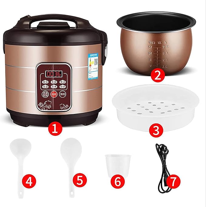 Rice Cooker Household Multi-Function Cooking Rice Cooker for 1-8 People ntelligent Insulation and 24H Reservation (4L) ()