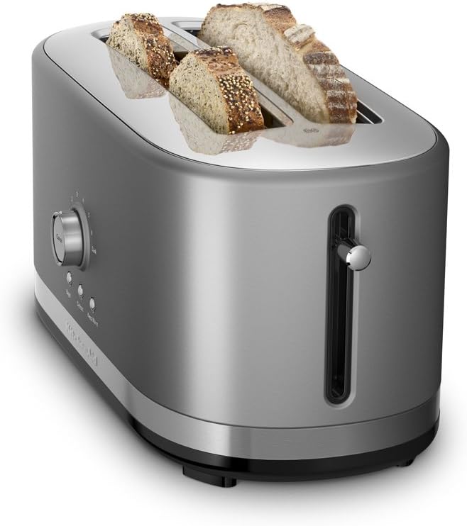 KitchenAid KMT4116CU 4 Slice Long Slot Toaster with High Lift Lever Contour Silver