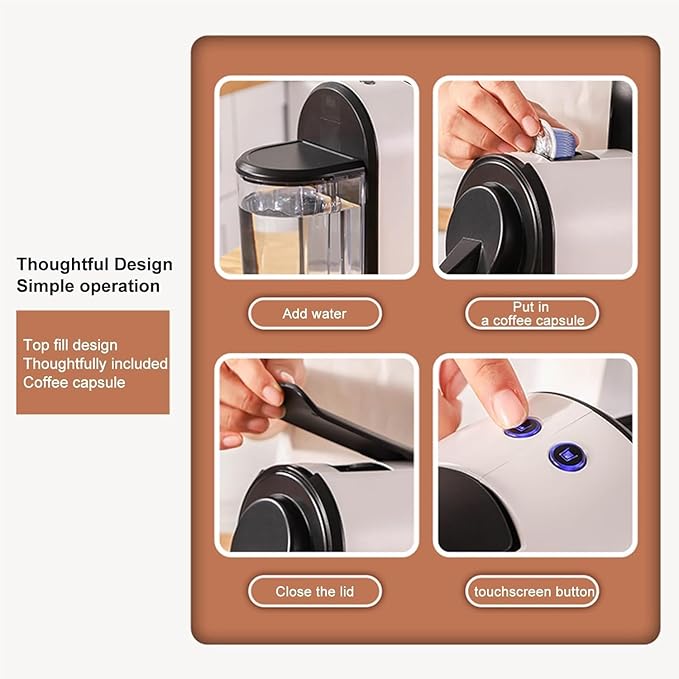 Coffee Machine Espresso Machine Suitable for 99% Of Capsules 800ml Removable Water Tank Domestic Fully Automatic Compact Grinder