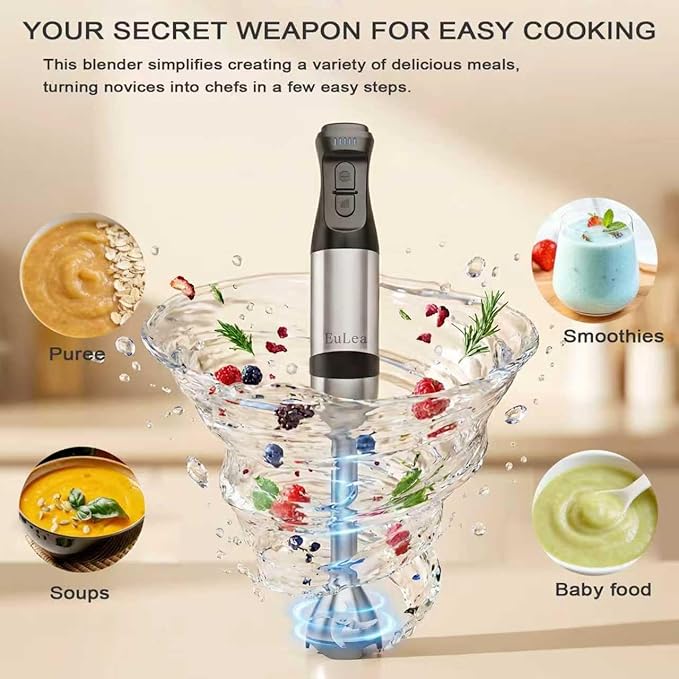 2026 New Immersion Hand Blender 1200W with 5-Speed Settings Stainless Steel Bladeswith scratch-resistant design Gift Box Packaging. An Ideal Choice for Blending Soup Mayonnaise
