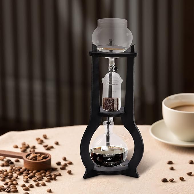 DNYSYSJ Iced Drip Coffee Maker Iced Coffee Cold Brew Drip Tower Coffee Maker Wooden 6-8 Cup 600mlGrey (Grey 600ml)