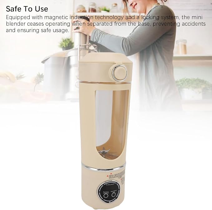 Haofy Portable Blender Mini Blender Travel Blender 700ML 12 Stainless Steel Blades Rechargeable with 1500mAh Battery Magnetic Induction Technology for Gym (Beige)
