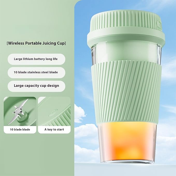 Cordless Juicer Cup with 300ml Capacity Portable Rechargeable Juices Blenders for Use Mixing Machine for Gym