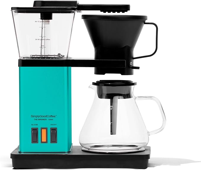 SimplyGoodCoffee Coffee Maker/Coffee Machine. 8 Cup Automatic Drip Pour Over Coffee Brewer With Vinyl Wrap Custom Kit. Easy To Use Gold Cup Standard. Teal Blue