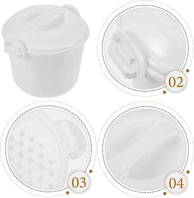 GLEAVI 3L Microwave Rice Cooker with Lid Portable Rice Maker Microwave Safe Food Container Steaming and Heating for Home and Travel