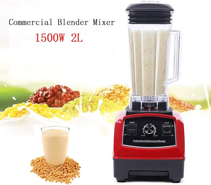 Commercial Blender for Kitchen 1500W Electric Professional Blender Smoothie Maker Milkshake Mixer Mixed Drink Coffee Maker for Home Kitchen Restaurant Speed Control 2L/0.5Gal Cup