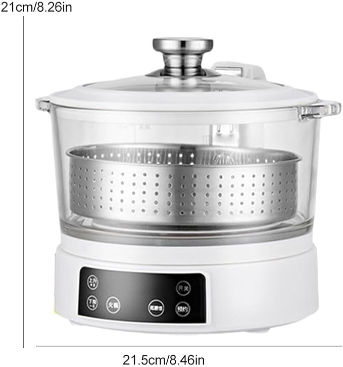 Low Carb Rice Cooker with Reservable 3L Lifting Sugar Removal Rice Cooker Intelligent Touch Control for Healthy Cooking Rice and Grain Multi-Cooker with Low Sugar Digital Steamer(White)