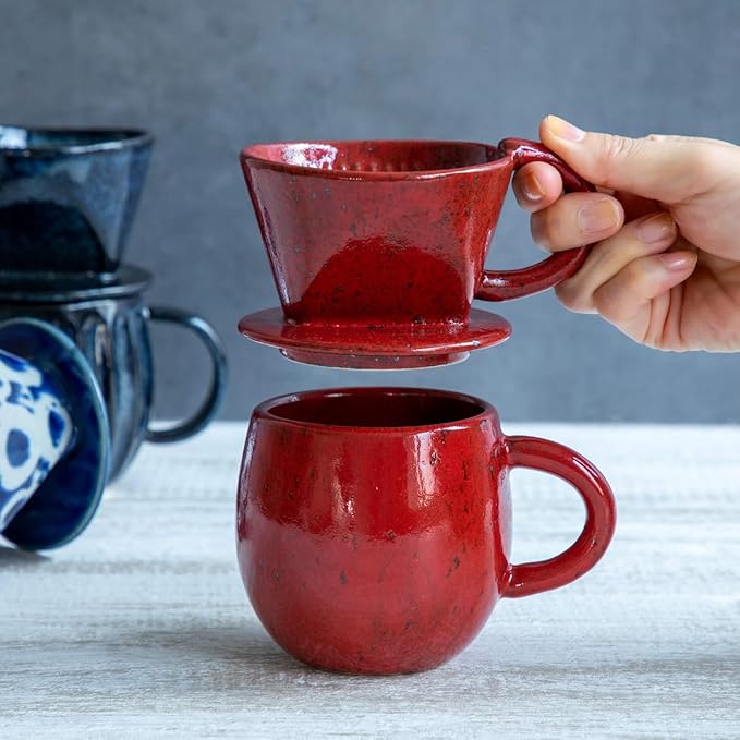Ceramic Coffee Dripper in Chrome Red Made In Japan