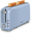 SEEDEEM 2 Slice Slim Toaster Single 10 Long Slot Toaster Fits Bagels &amp Artisan Bread 6 Shade Settings Cancel/Reheat/Defrost Removable Crumb Tray Auto Shut-Off Blue