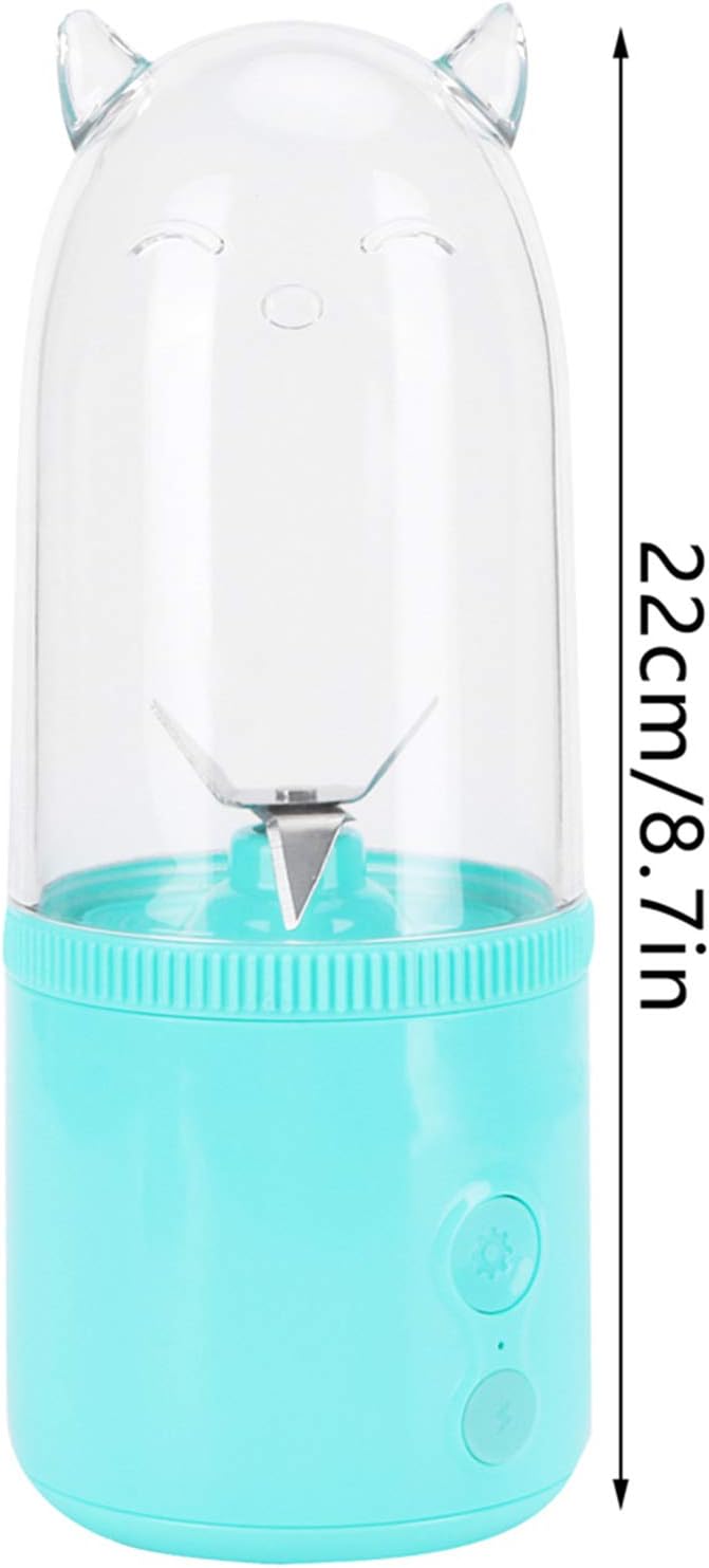 Portable Blender 500ML USB Rechargeable Mixers Fresh Fruit Juicers Bottle Shape Mini Electric Blender Strong Cutting Power with 4 Blades for Home Sport Office Campin (Blue)