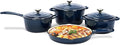 QuliMetal Nonstick Enameled Cast Iron Cookware Set Frying Pan Skillet- 7-Pcs Pots and Pans with Lid Healthy Round Dutch Oven Pot for Sourdough Bread Baking Oven Safe up to 500° F or on All Stovetop