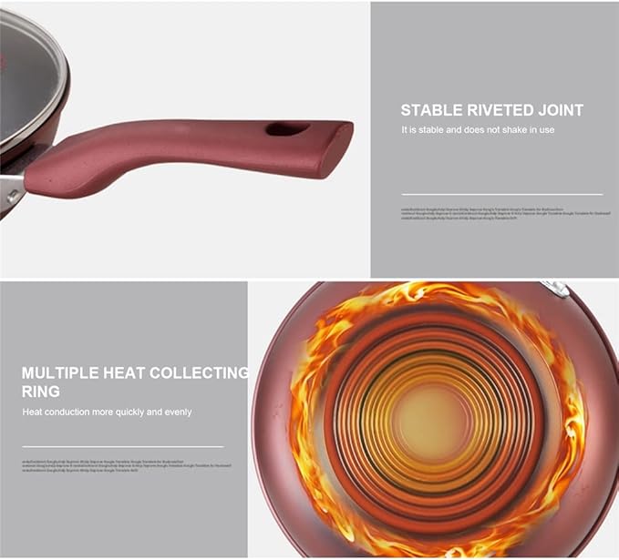 Cookware Set Iron Frying Pan Non- St?ck Wok with Lid Pot Pan Set Fireproof with Glass Cover Wooden Shovel Kitchen Cooking