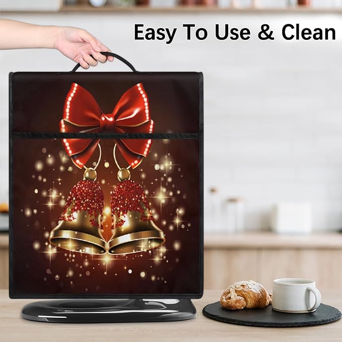 cfpolar Kitchen Aid Mixer Cover Compatible with 6-8 Quarts Christmas Red Bells Xmas Stand Mixer Cover Kitchen Aid Mixers Accessories Appliance Organizer Bag Dust Covers with Zipper Pocket