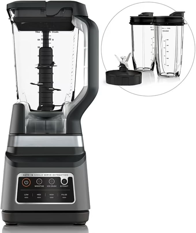 Professional Blender DUO 1400W 72oz Pitcher &amp 2x24oz Cups Auto-iQ Programs Ice Crushing Dishwasher Safe