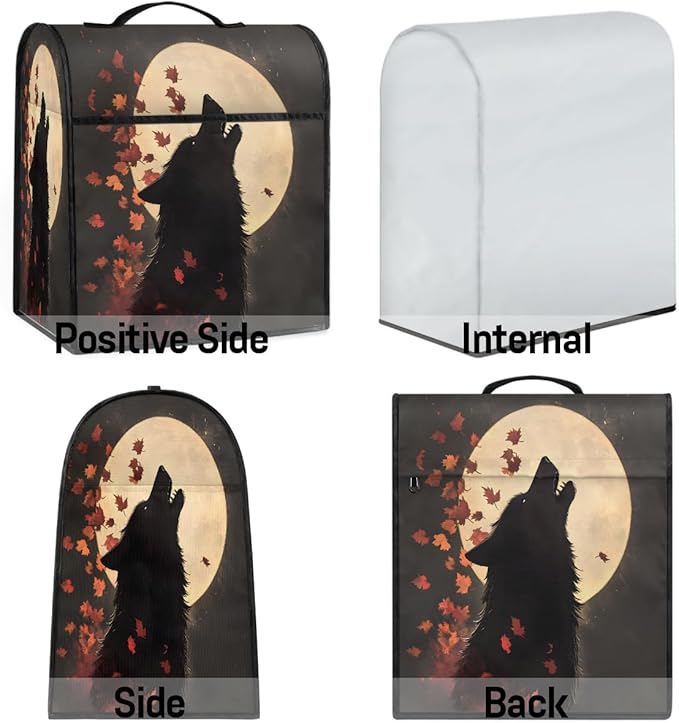 cfpolar Kitchen Aid Mixer Cover Compatible with 6-8 Quarts Autumn Animal Wolf Stand Mixer Cover Kitchen Aid Mixers Accessories Appliance Organizer Bag Dust Covers with Zipper Pocket