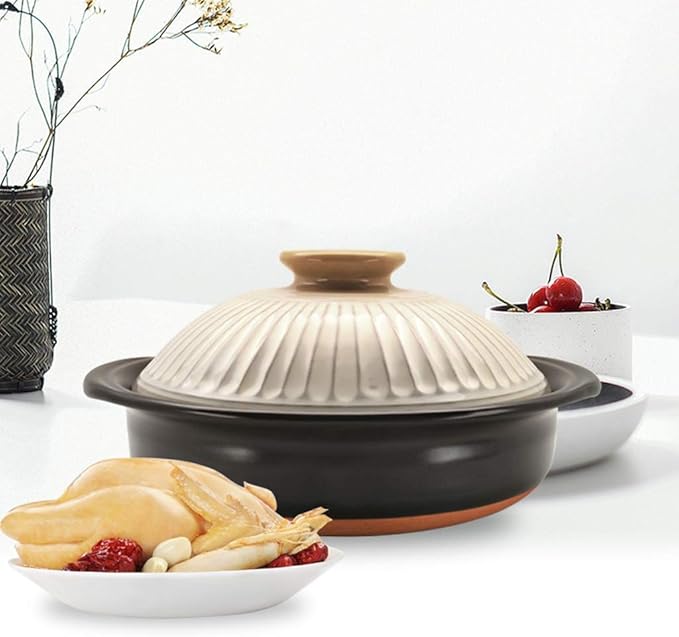 Pots Set Japanese Hot PotClay Rice CookerRound Ceramic CasseroleHeat-Resistant Earthenware Rice PotSlow Stew PotStovetop Ceramic CookwareStockpot