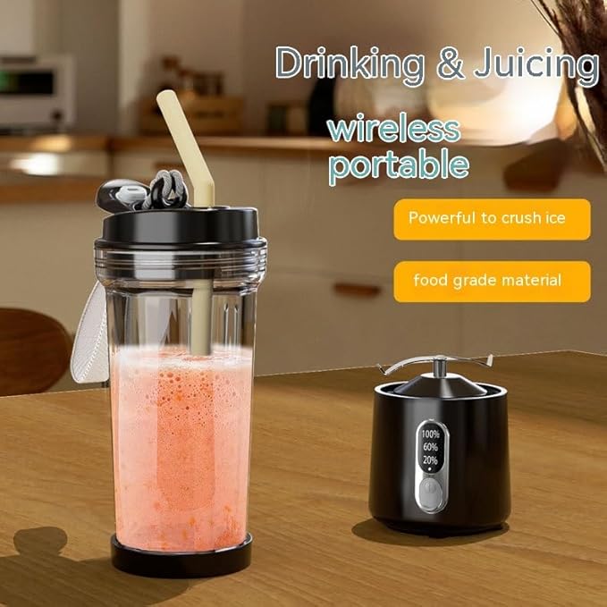 Portable Blender Wireless Rechargeable Juice Cup with 3 Speed Settings Personal Size Smoothie Maker Black
