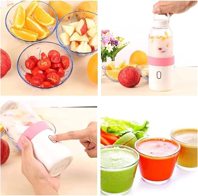 Portable Blender for Shakes and Smoothies Personal Blender with USB Rechargeable 6-Piece-Blade BPA Free for Travel Office and Sports (Color : Pink)